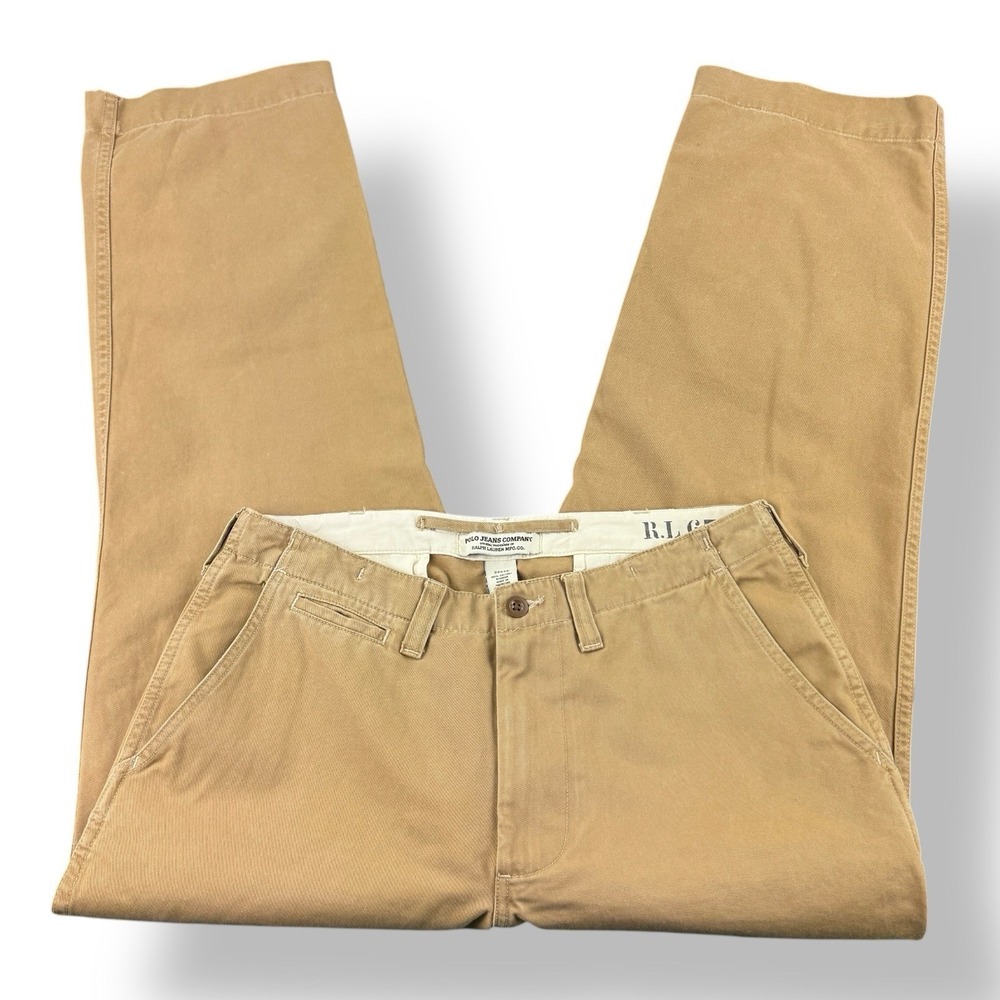 Polo Jeans Co RL 67 AWO-RL 68337 Khaki‎ Cotton Flat Front Chino Pants 33x30